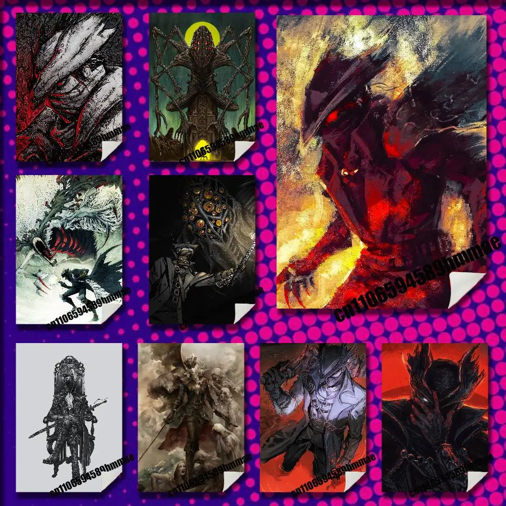 For Gehrman B-Bloodborne Hunter Poster Wall Murals Paper Home 21x30cm Self-adhesive Decoration Sticker Playbill Cover