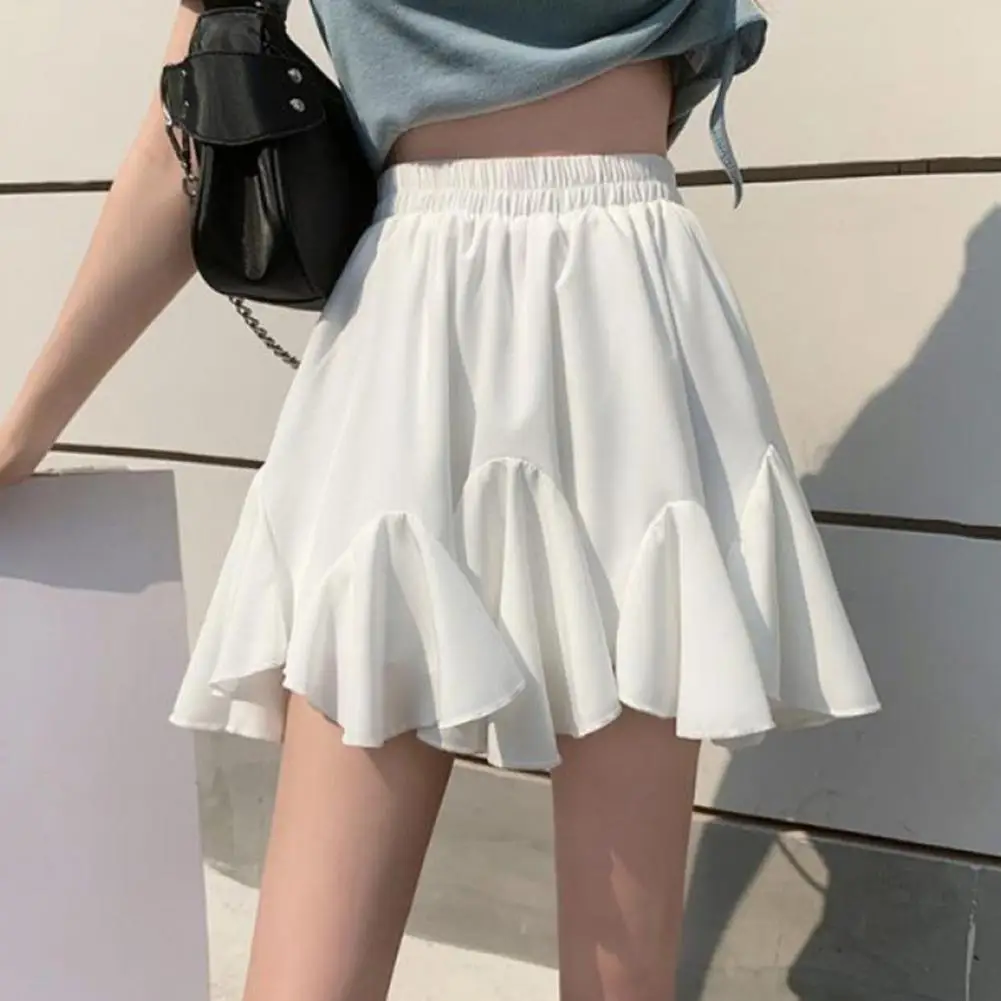 

Sweet Skirt Elastic High Waist Mini Skirt Collection A-line Puffy Fluffy Styles for Wear Chic Looks Ruffled Puffy Mini Skirt