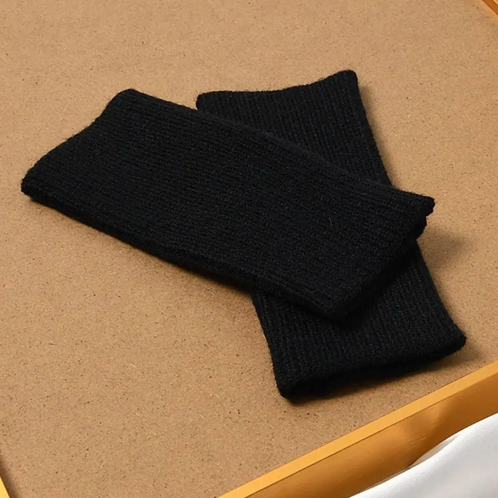 Half Finger Gloves for Women Winter Soft Warm Wool Knitting Arm Gloves Soft Warm Half Finger Handschoenen Unisex Mitten Guantes image 3