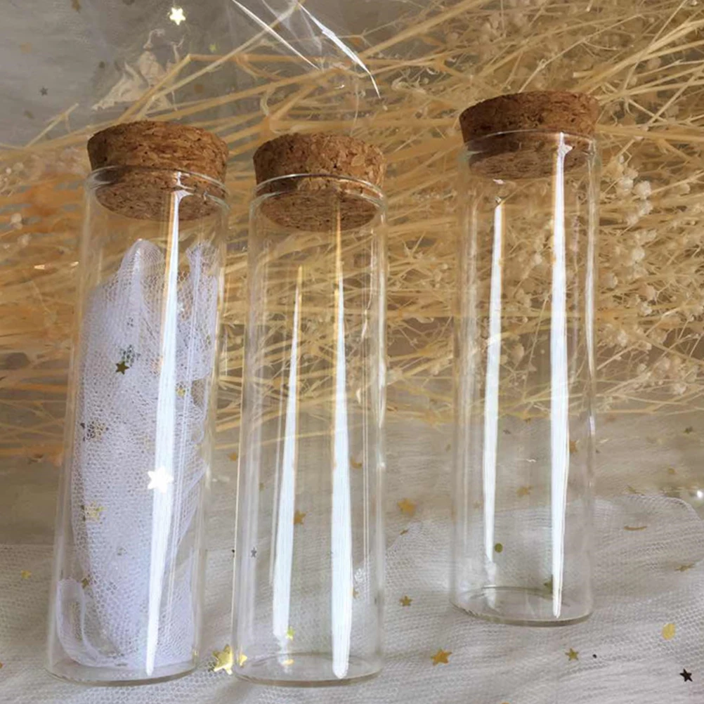 

5 Pcs Plug Cork Glass Bottle Decorative Jars Cotton Linen Mini Tiny Wishing Bottles
