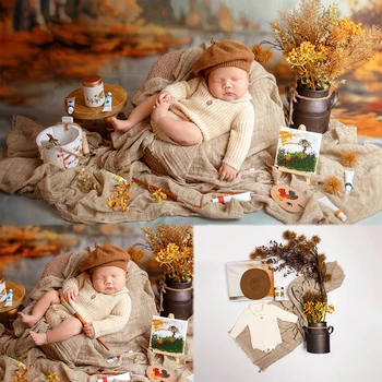 KD-新生児用写真衣類,秋のアートテーマ,写真セット,花瓶,ベビー撮影アクセサリー,ベビーバースデーアクセサリー
