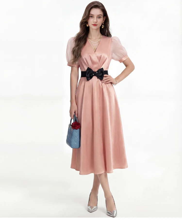 

Luxury French Fashion Elegant Satin A Line Prom Party Dresses Women Clothing Evening Vintage Dress Formal Vestidos