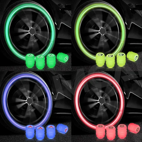 

Luminous Valve Caps Fluorescent Green Blue Night Glowing Car Motorcycle Bicycle Wheel Styling Tyre Hub Universal Cap Decor 4Pcs