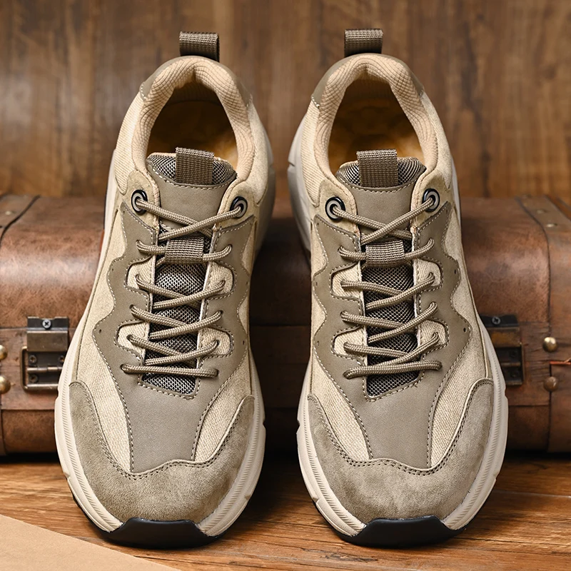 

Men new thick soled sports and leisure shoes anti slip hiking shoe wear-resistant breathable outdoor travel shoes