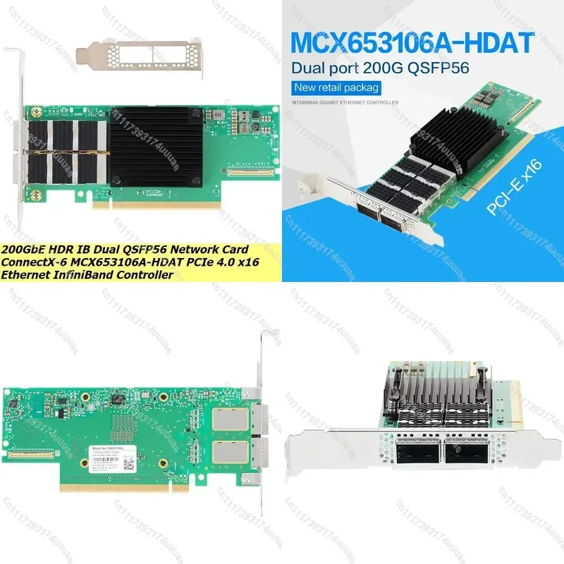 ConnectX-6 MCX653106A-HDAT 200GbE HDR InfiniBand Ethernet Adapter 2 QSFP56 Ports PCIe 4.0 x16 High Performance Storage
