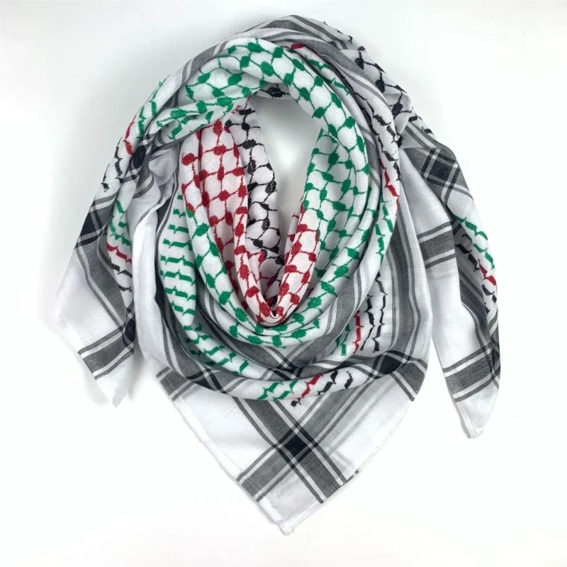 127*127cm Keffiyeh Scarf Geometric Jacquard Arab Turban Shawl Wrap Desert Square Scarves Bandana Head Wraps for Men Women