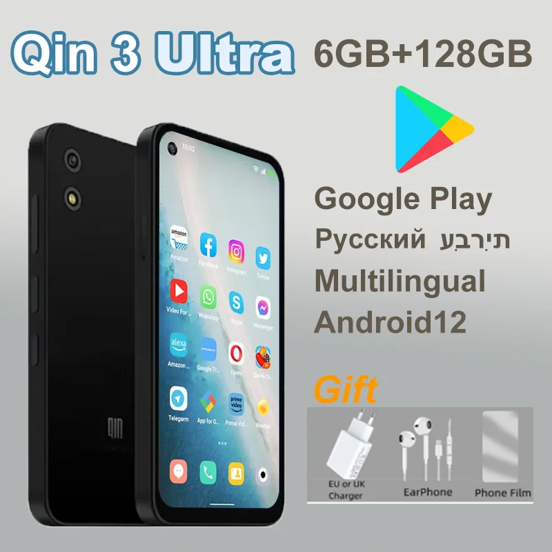 Qin 3 Ultra Mini phone supports 4G Google Play multi-language 6GB+128GB Bluetooth WiFi Android12 smartphone