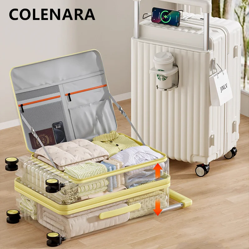 

Чемодан большой емкости COLENARA с боковым отверстием, посадочный ящик из АБС-пластика + чемодан на колесиках для ПК, 20 дюймов, 24 дюйма, 26 дюймов, студенческий ящик с паролем, чемодан