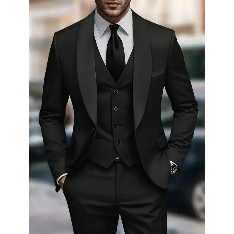 Men's Suits Business Casual Three-piece Suits Korean Style Slim Small Suits Wedding Groomsmen's