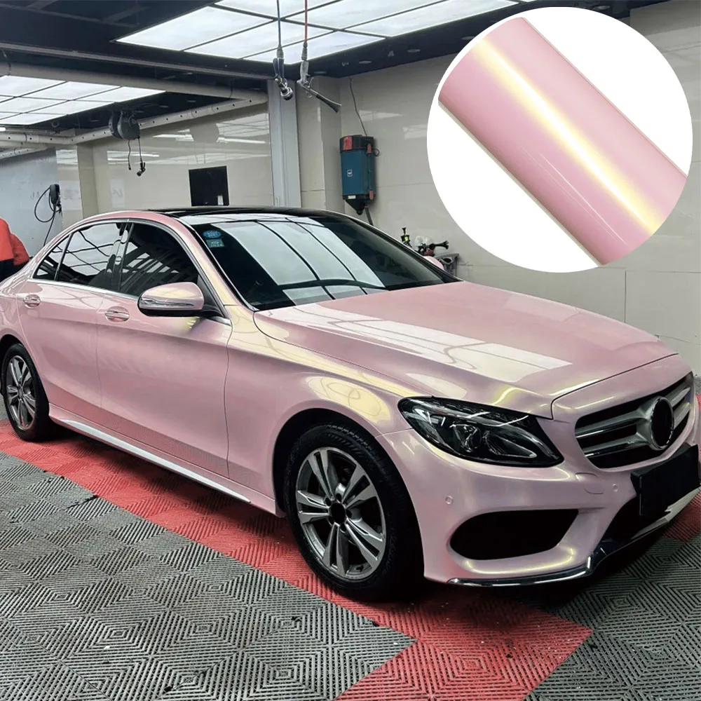 Car Wrap Film Glazed Gold Pink Auto Color Change Vinyl Film PVC Sticker PET Bubble Free Wrapping Car Accessories Auto Decals