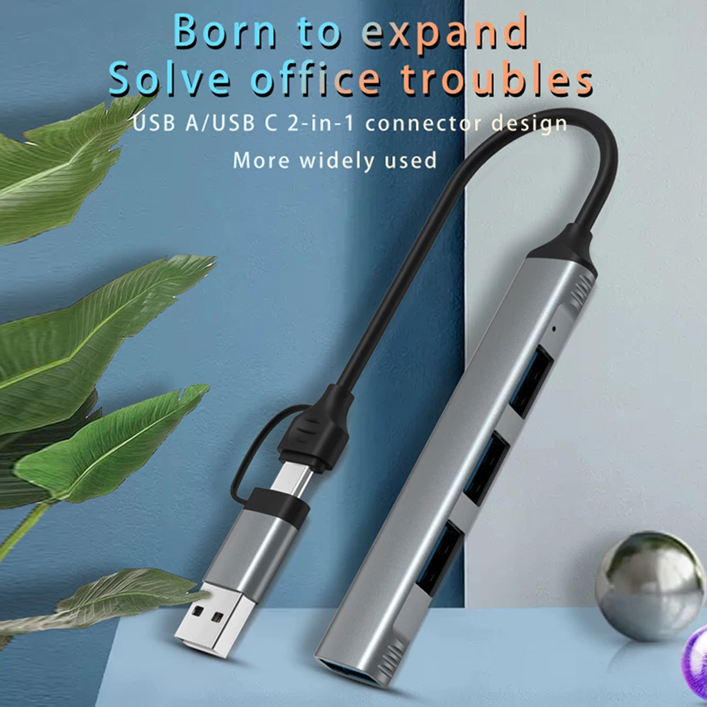 4 In 1 Type-C Hub Dubbel-Hoofd Dockingstation Mobiele Telefoons Laptops Data Transfer Kabel Splitter Adapter Apparatuur