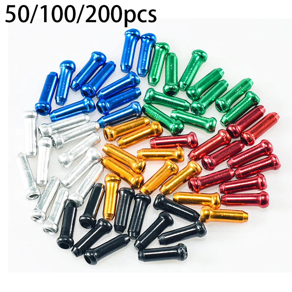 自転車インナーワイヤーエンドキャップ,シフターケーブルチップ,ブレーキシフトディレイラー,マウンテンバイクアクセサリー,50個,100個,200個