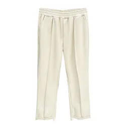 Pantalon décontracté taille haute en laine imbibée pour femme, bas d'ouverture de jambe, mode optique, grande taille, automne, hiver, 100kg