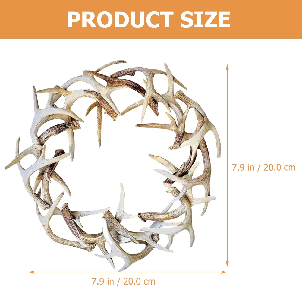 

Ciieeo Christmas Deer Antlers Wreath Xmas Door Decor Faux Resin Reindeer Horn Rustic Farmhouse Holiday Garland Swag