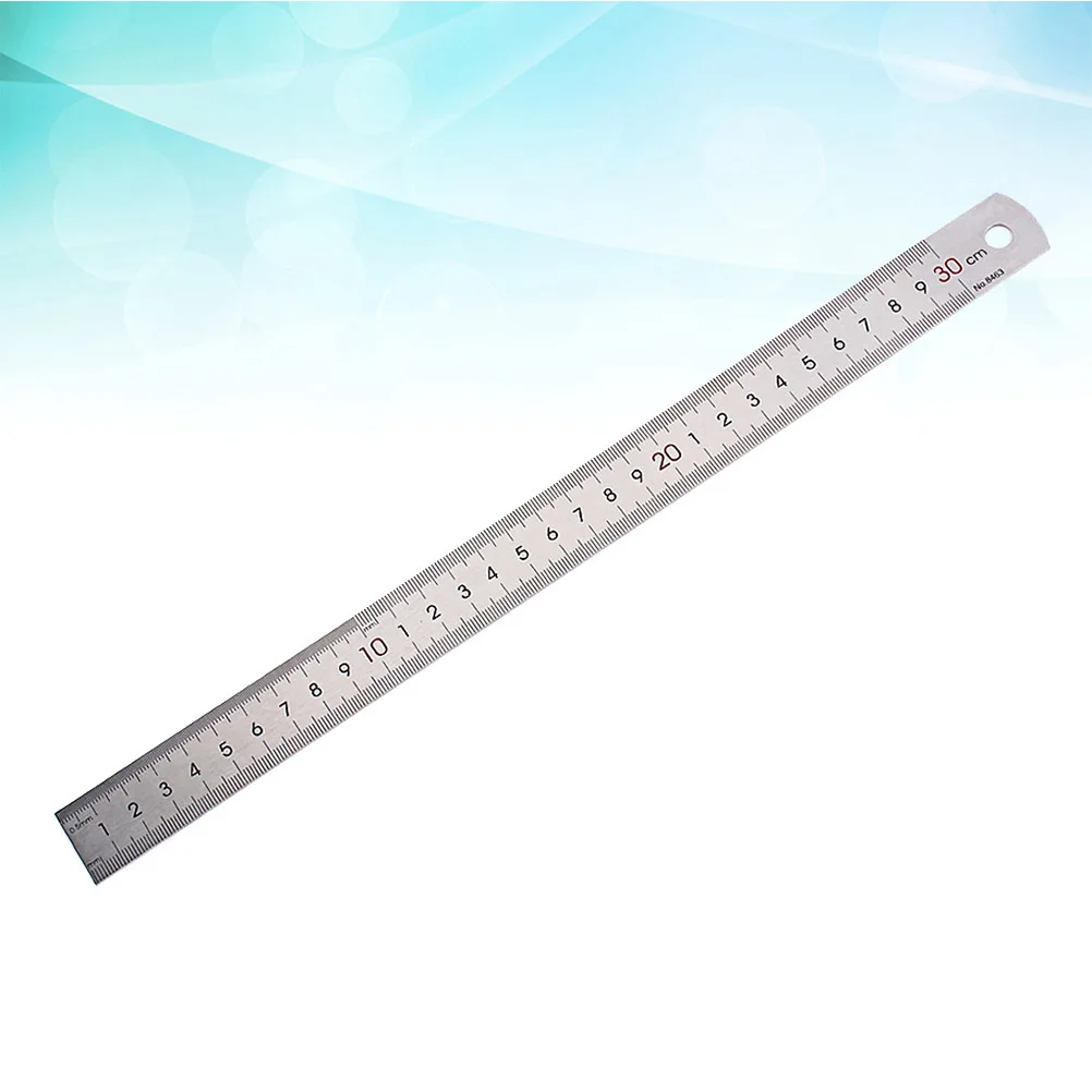 Metal Measuring Ruler Stainless Steel Straight Double Sided Ruler with Hanging Hole Conversion Table for Carpentry Engineering
