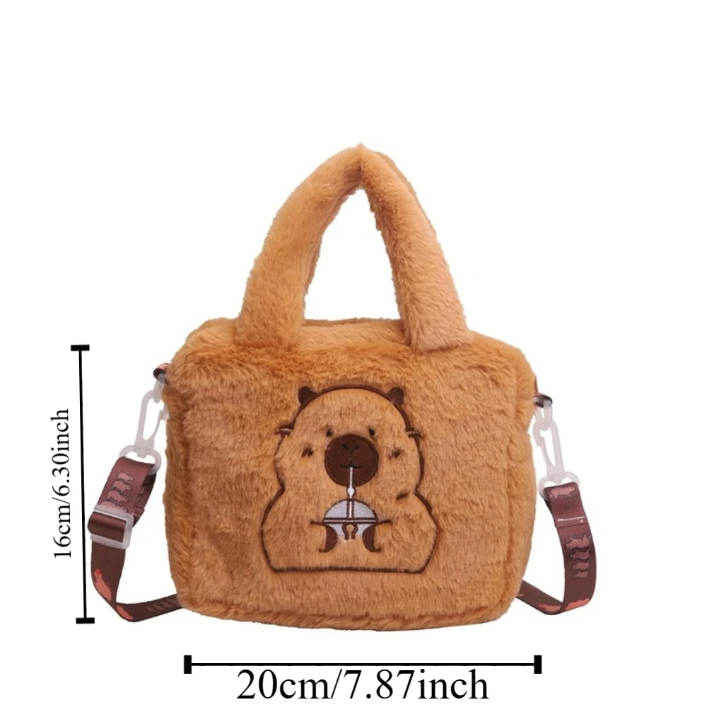 Large Capacity Capybara Plush Handbag Animal Stuffed Capybara Crossbody Bag Cute Cotton Cartoon Shoulder Bag Kids Birthday Gift