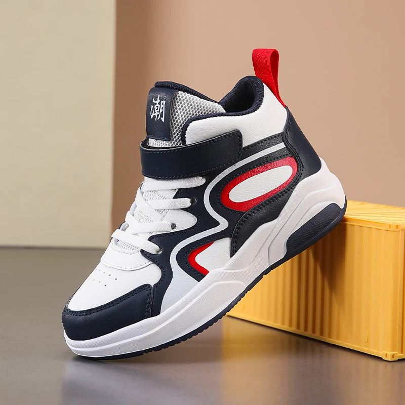 Fashion Children Sneakers Boys Girls Casual Board Shoes High Top Basketball Shoes for Kids Non-slip Boys Outdoor Casual Walking