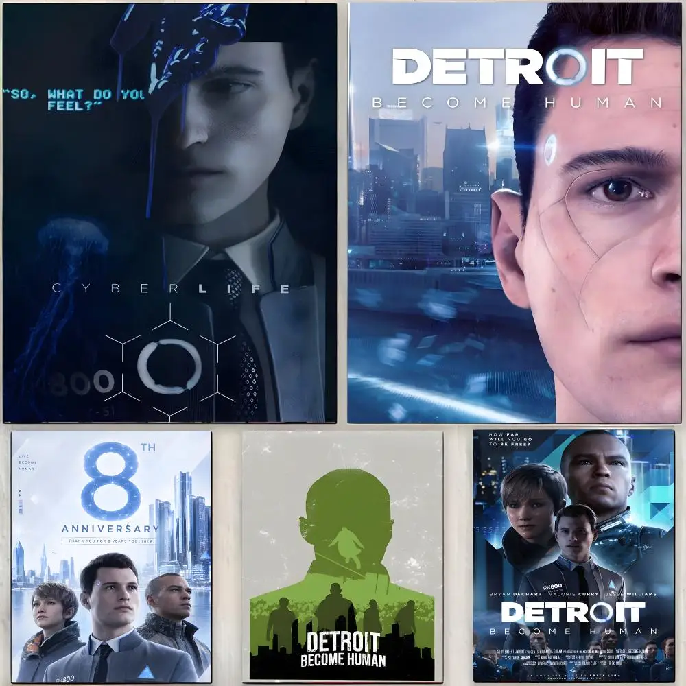 game adventure narrative D-Detroit Become Human Poster Modern Home Interior Decor Artistic Wall Decoration