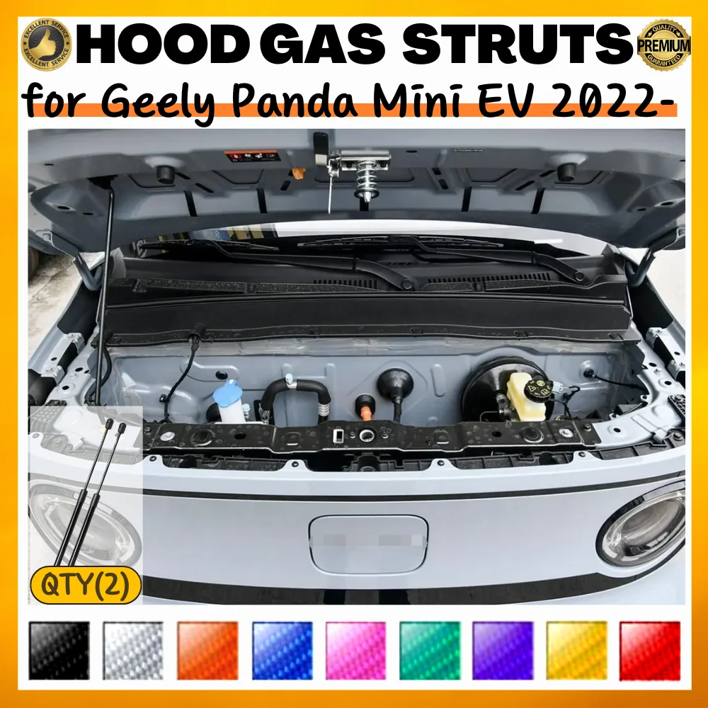 Qty(2) Hood Struts for Geely Panda Mini EV 2022-present Front Bonnet Modify Gas Springs Shock Absorbers Lift Supports Dampers