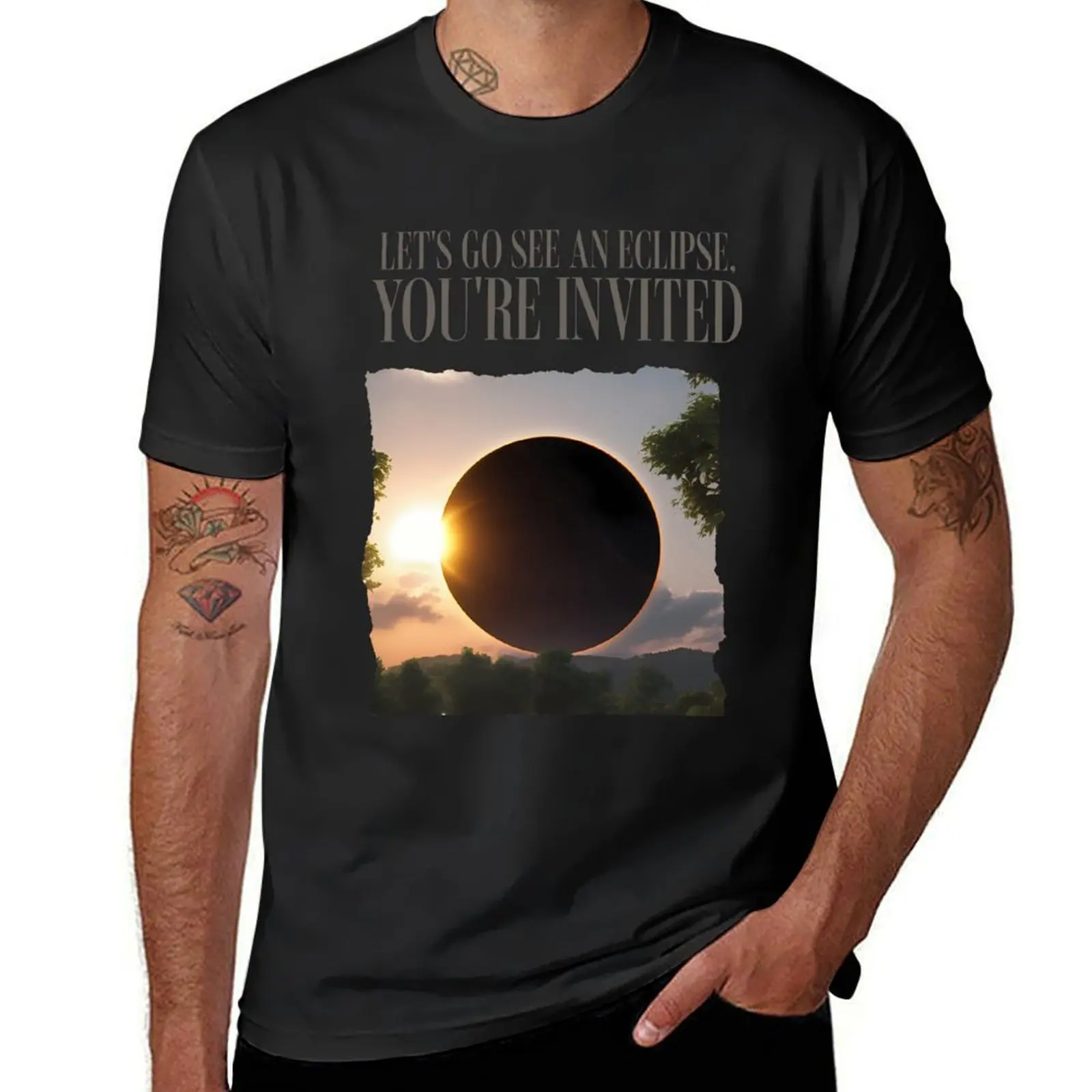 Cosmic Mysteries Uncovered: Eclipse and its Shocking Digital Art T-Shirt cute tops oversizeds Men's t-shirts