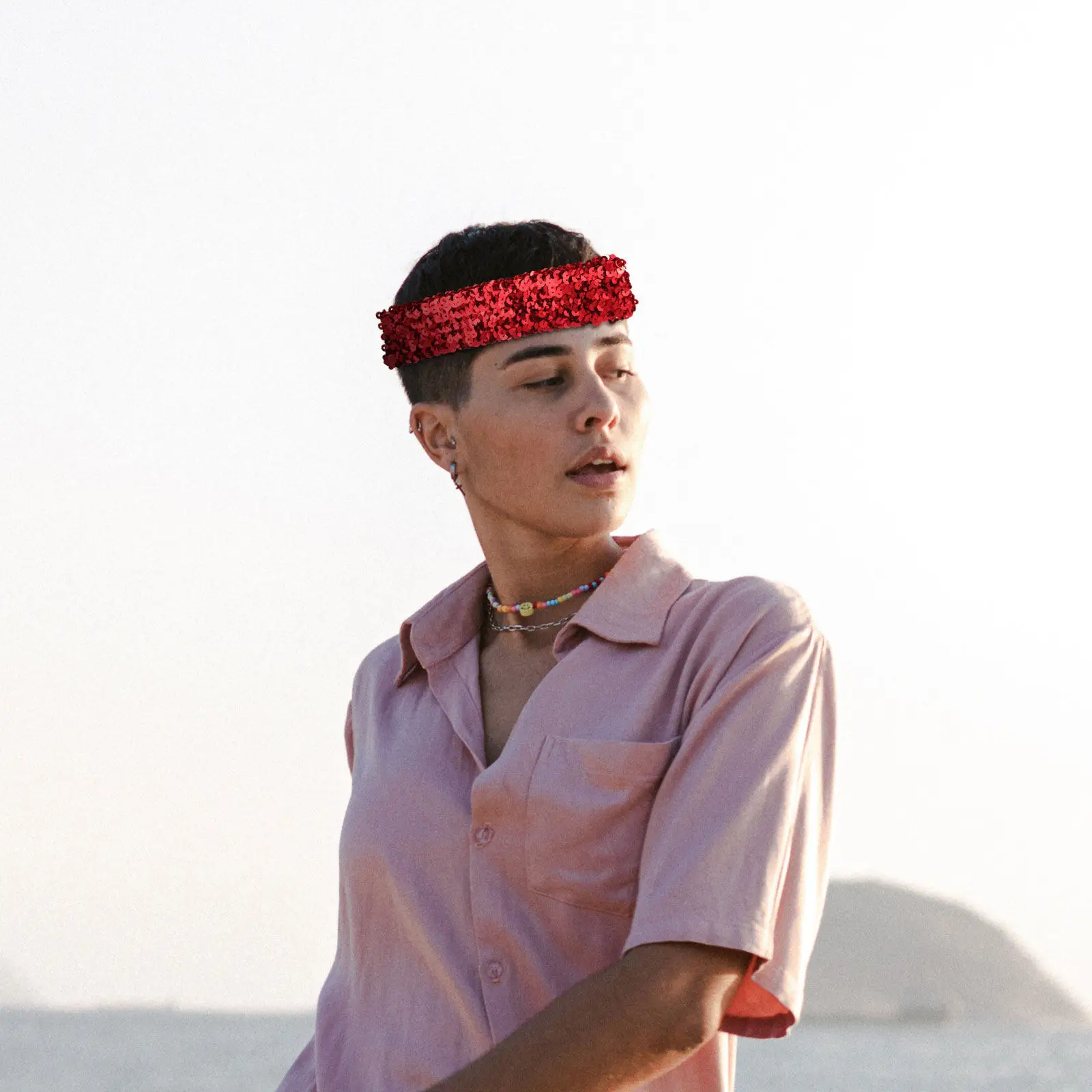 

1 шт. Эластичная повязка на голову с пайетками, блестящая спортивная повязка для волос для женщин и девочек, яркий аксессуар для вечеринок, косплея, подарок для чирлидерш