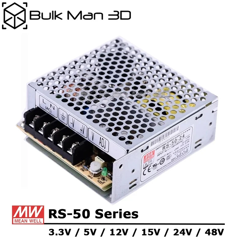 

Mean Well RS-50 Series AC/DC 50W 3.3V 5V 12V 15V 24V 48V Single Output Switching Power Supply Unit