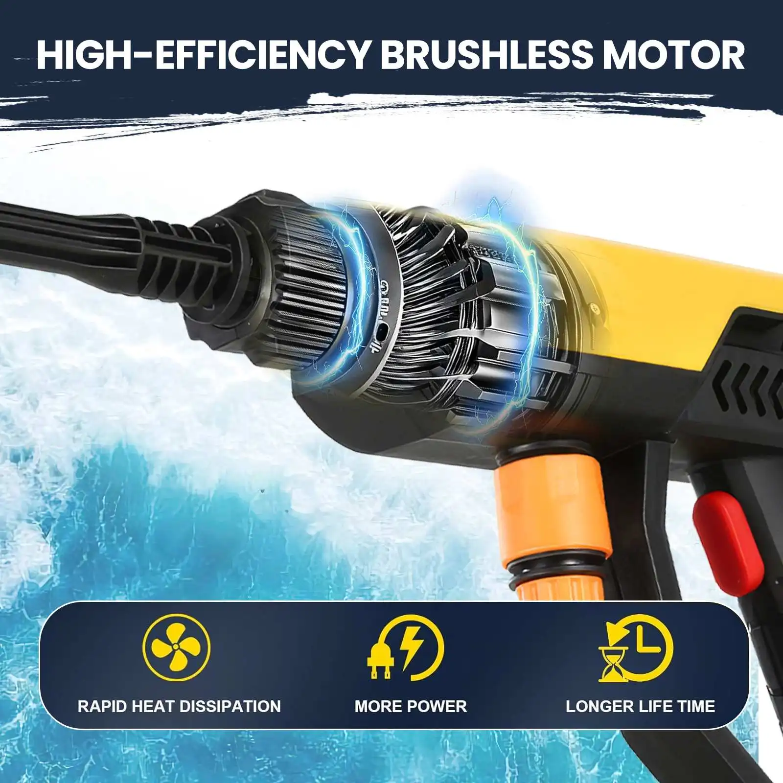 Kabellose Autowasch-Wasserpistole 6 IN 1 200Bar Elektrischer Hochdruckreiniger Haushaltsgarten-Bewässerungswerkzeug für Makita 18V Akku – Detail 3