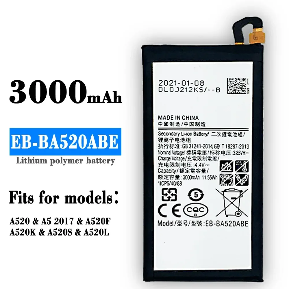 EB-BA520ABE 3000mAh Battery For Samsung Galaxy A5 2017 Edition A520 SM-A520F A520K A520L A520S Lithium Battery