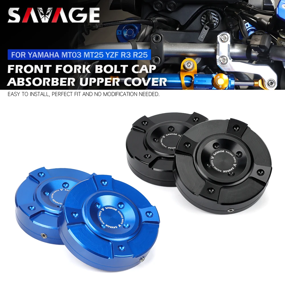 

Front Fork Tube Top Covers For YAMAHA MT03 MT25 YZF R25 R3 2014-2026 MT-03 Motorcycle CNC Logo Triple Tree Stem Yoke Upper Cap