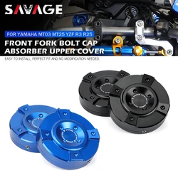 Front Fork Tube Top Covers For YAMAHA MT03 MT25 YZF R25 R3 2014-2026 MT-03 Motorcycle CNC Logo Triple Tree Stem Yoke Upper Cap