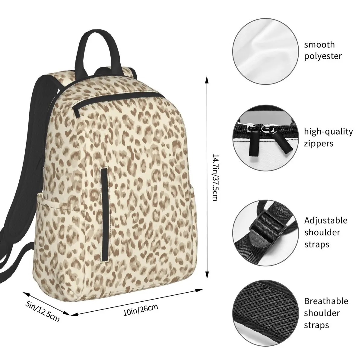 Light Leopard Pattern (2) Backpack Student BookBag Boys Girls School Bag Laptop Shoulder Bags Men Women