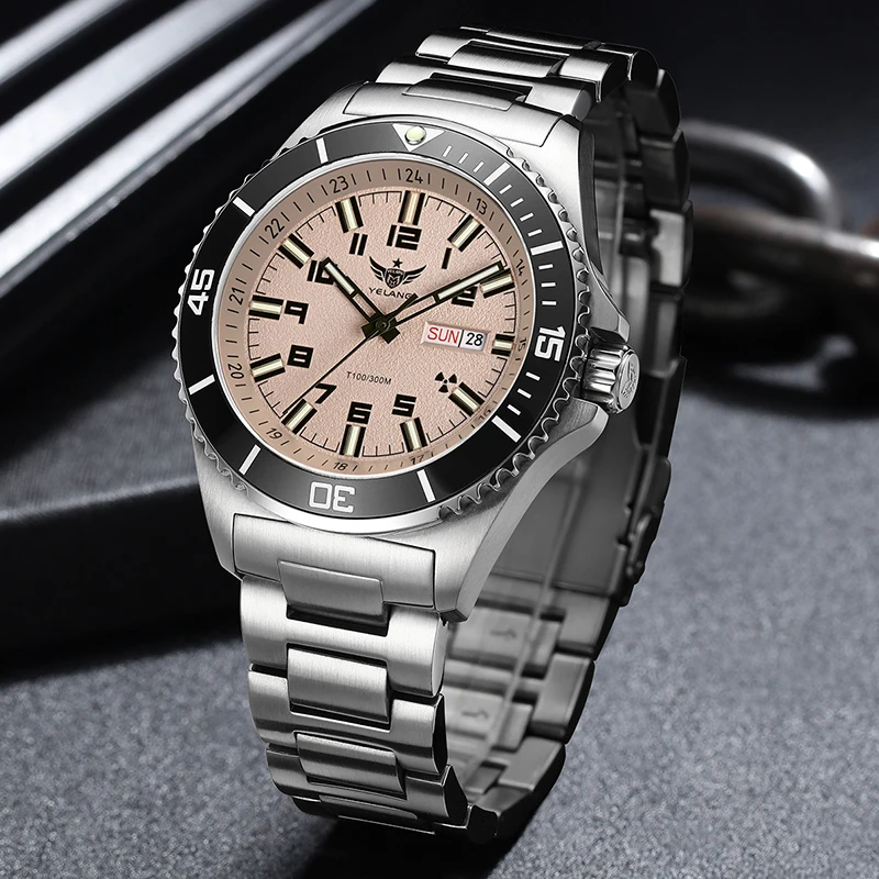 YELANG Men Military Watch 44MM Diver Automatic Mechanical Wristwatch Luminous Tubes Sapphire 30ATM Waterproof MIYOTA 8205