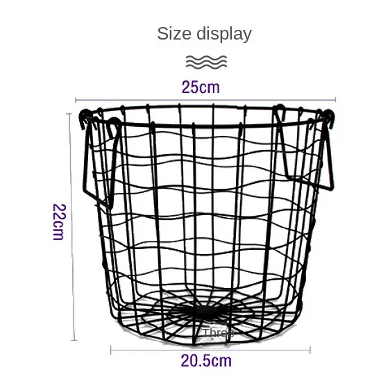 Vintage Nordic Style Woven Iron Storage Basket Tabletop Storage Basket Black Storage Basket Grid Laundry Basket Home