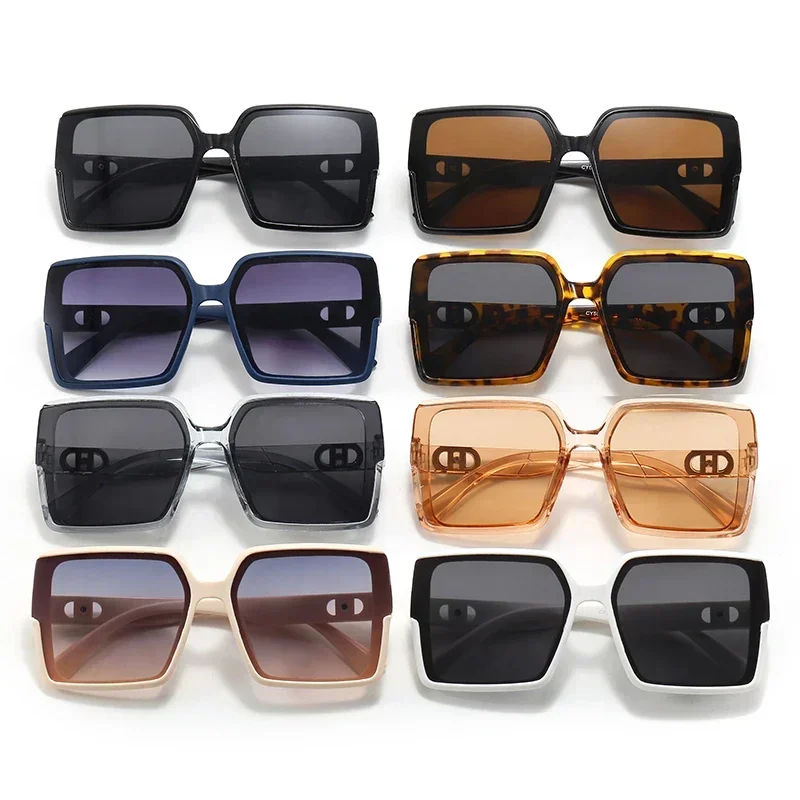 Occhiali da sole da donna quadrati classici con montatura grande moda uomo rettangolare design a lettera occhiali da sole retrò UV400