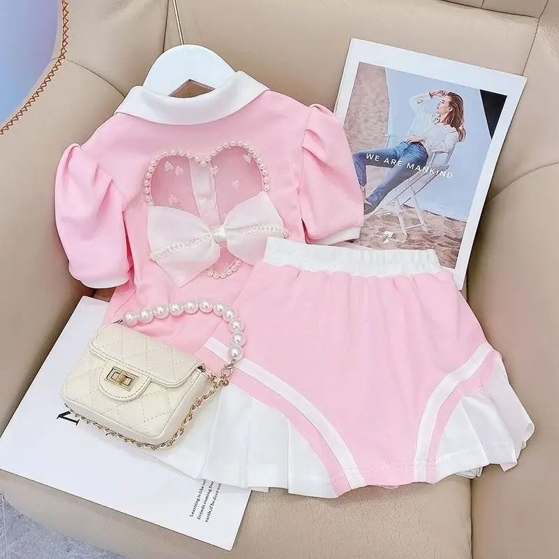 Kids Clothes Set Cotton Outfit Baby Girl Clothes Set  Tops T-Shirt +Skirt 2Pcs 2023 New Summer 2 3 4 5 6 7 8 T