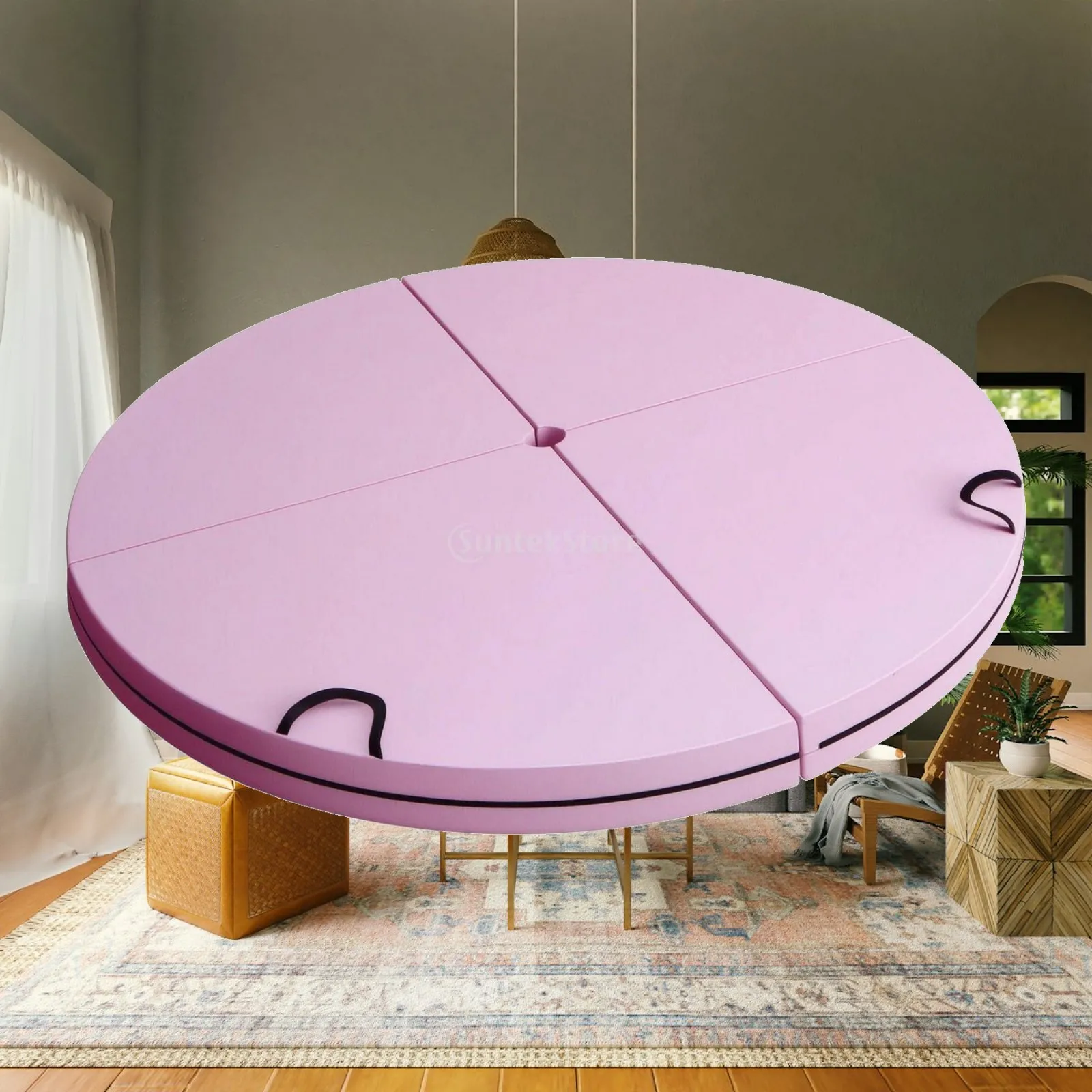 Multi Section Foldable Exercise Pad Cushioned Pole Dance Mat Portable Round Gym Floor Mat for Home Studio