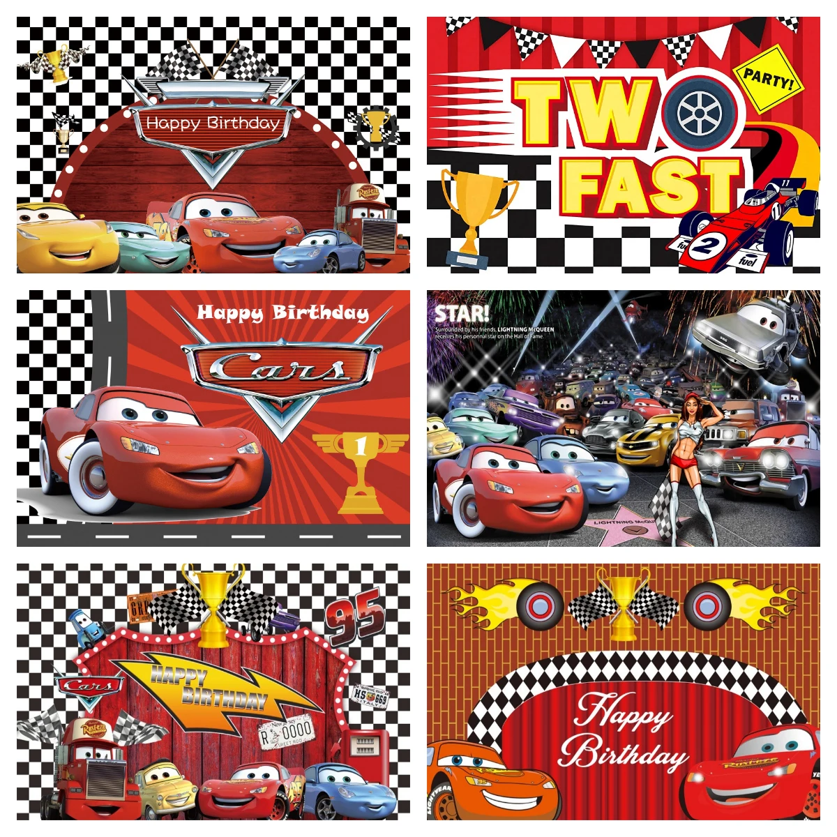 

Cars Lightning McQueen Photo Background For Photography Backdrop Baby Shower Boy Birthday Party Decoration Props Supplies Banner