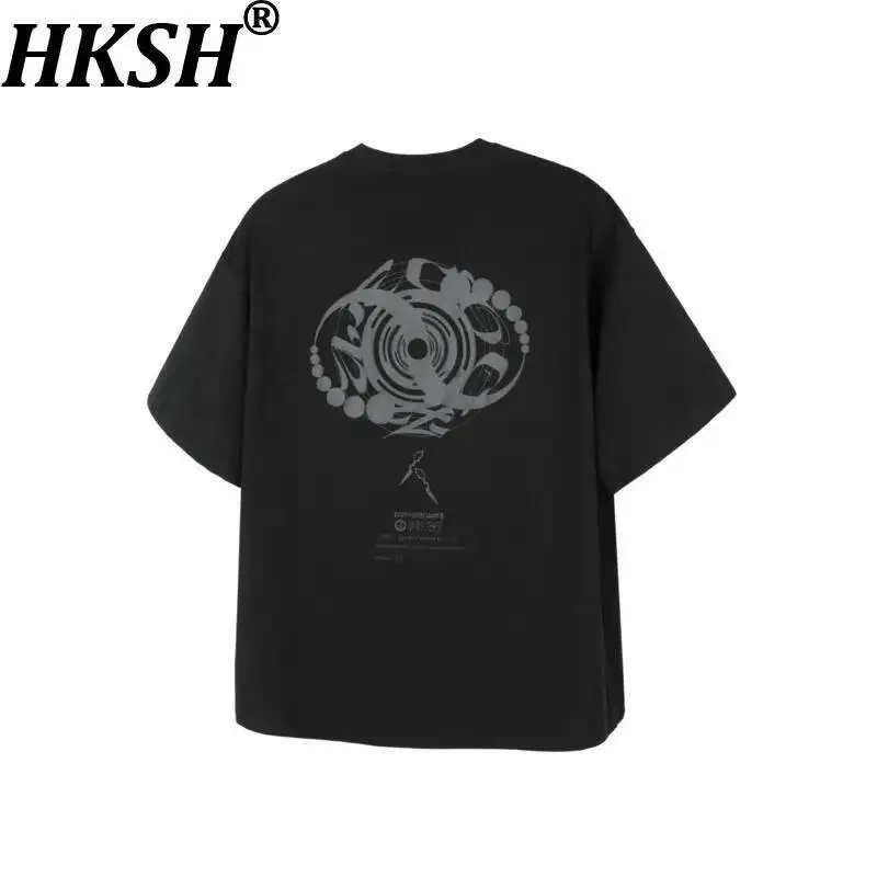 HKSH Spring Summer Men Tide 3D Printed Vintage High Street T-shirt Blend Fashion Chic Ins Cotton Tees Vibe Dark Techwear HK23868