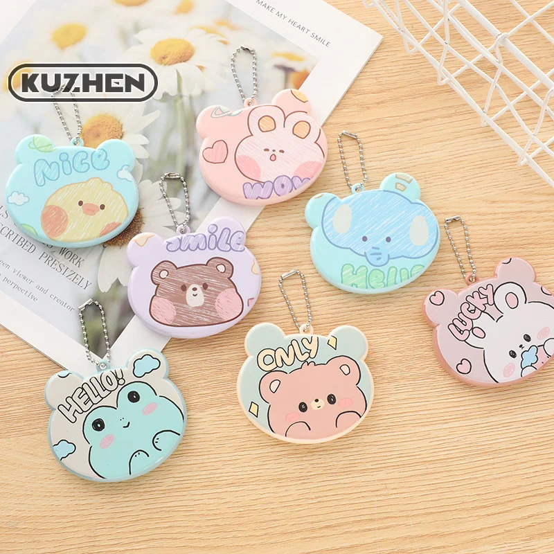 Cartoon Mini Comb With Mirror Portable Travel Comb Folding Plastic Head Brush Cute Animal Comb Bag Pendant Comb Girls Kids Gift