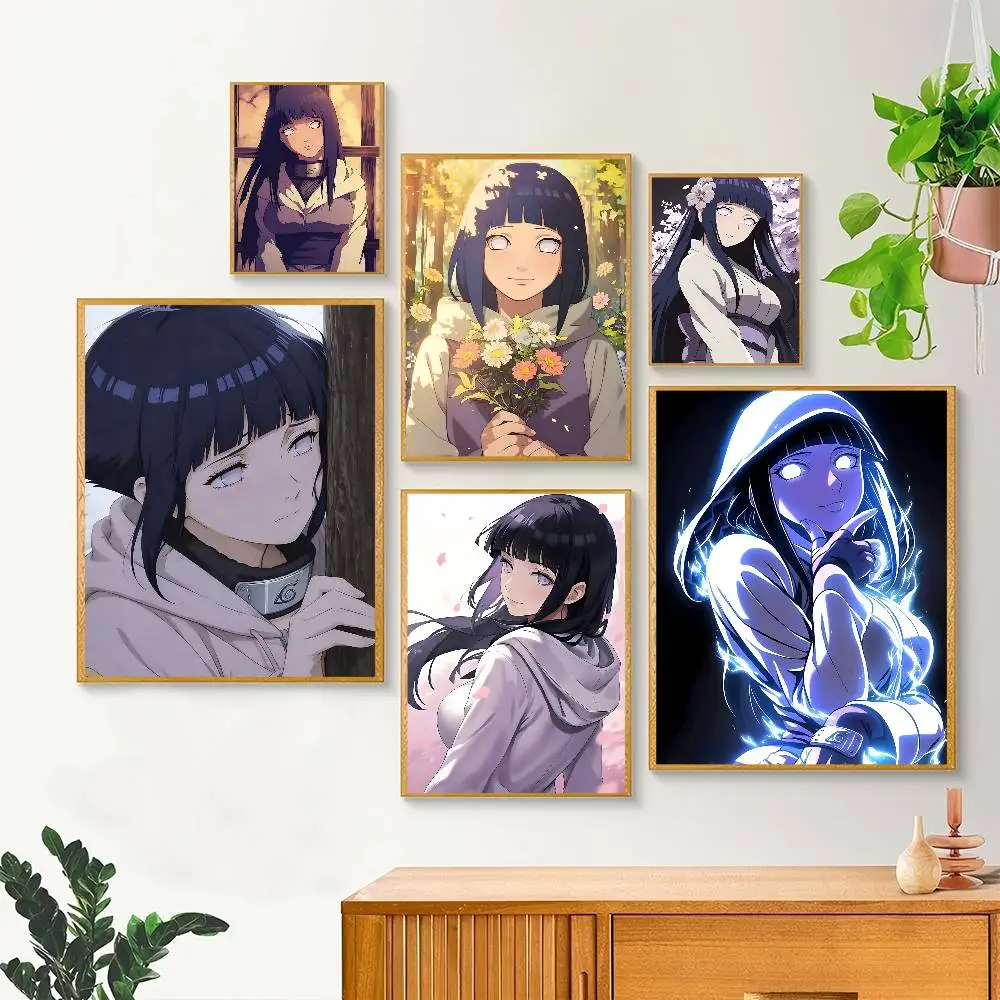 Anime Character Cute H-Hyuuga Hinata posters Self-adhesive Paper Print Home Living Room Bedroom Entrance Bar Cafe Art