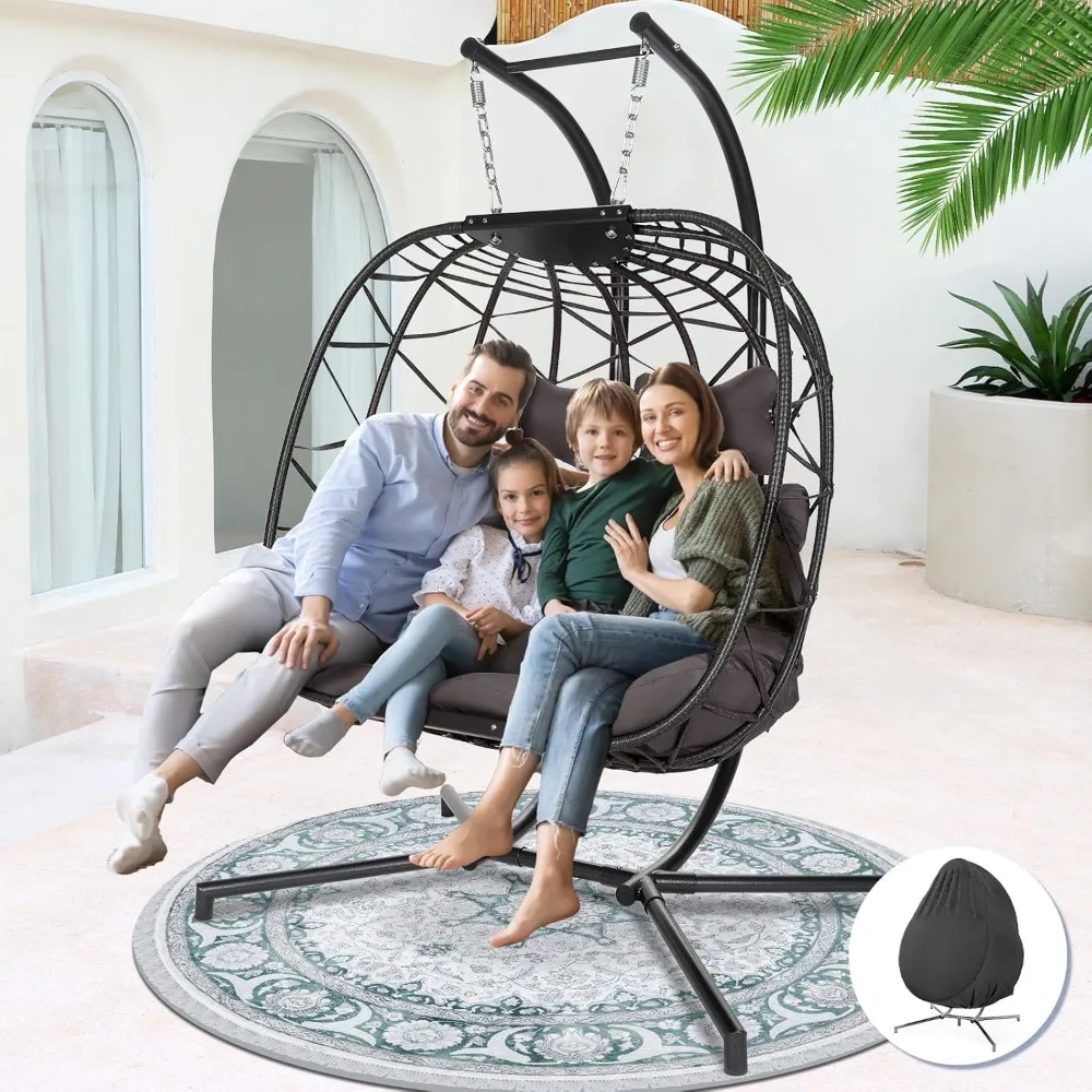 

"sturdy 700lbs capacity double swing chair with cushion for indoor and outdoor use"