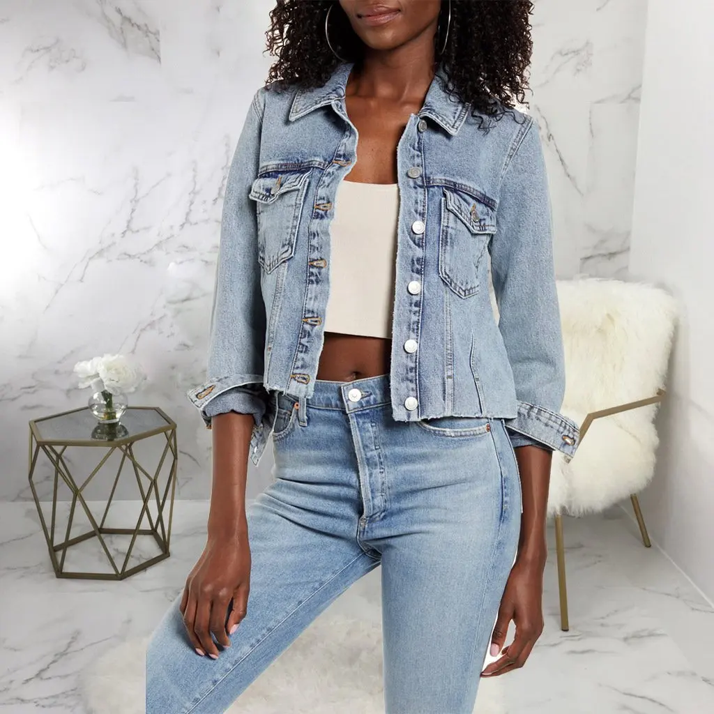 

SMR9729 Women's Casual Fashion Denim Jacket All-match Short Top European And American Style Platform