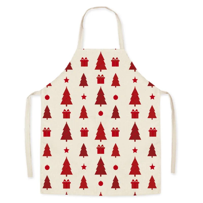 Christmas Apron Santa Linen Stain Resistant Sleeveless Housekeeping Cleaning Tools Kitchen Baking Overalls Kids s