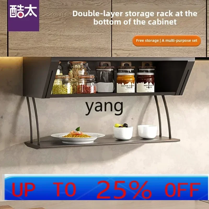 

LTT Kitchen Shelf Double-layer Cabinet Storage Hanging Cabinet Pull-down Hanger Wall Seasoning