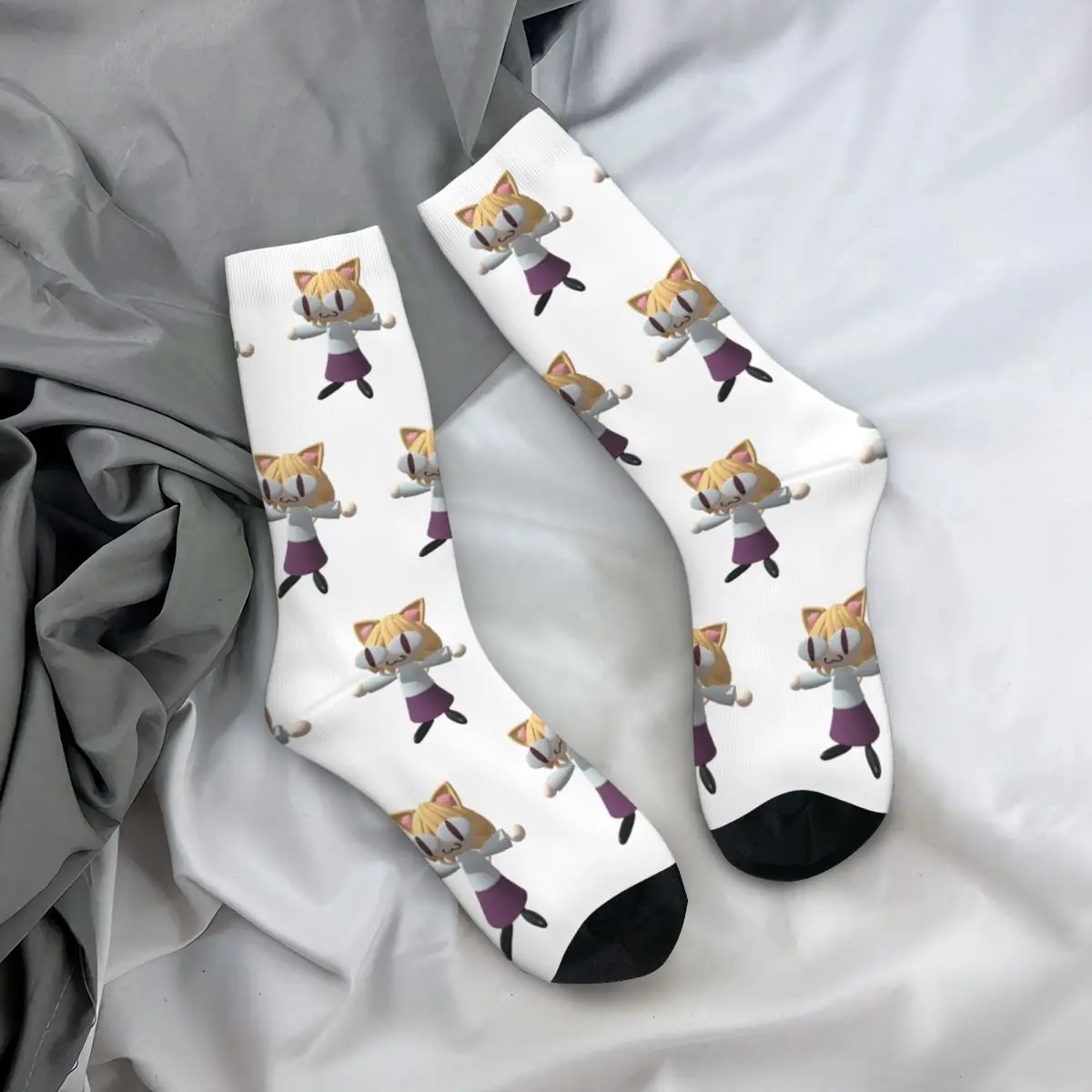 Hip-hop Neco Arc Funny Neko Memes Basketball Socks Polyester Crew Socks for Women Men Sweat Absorbing