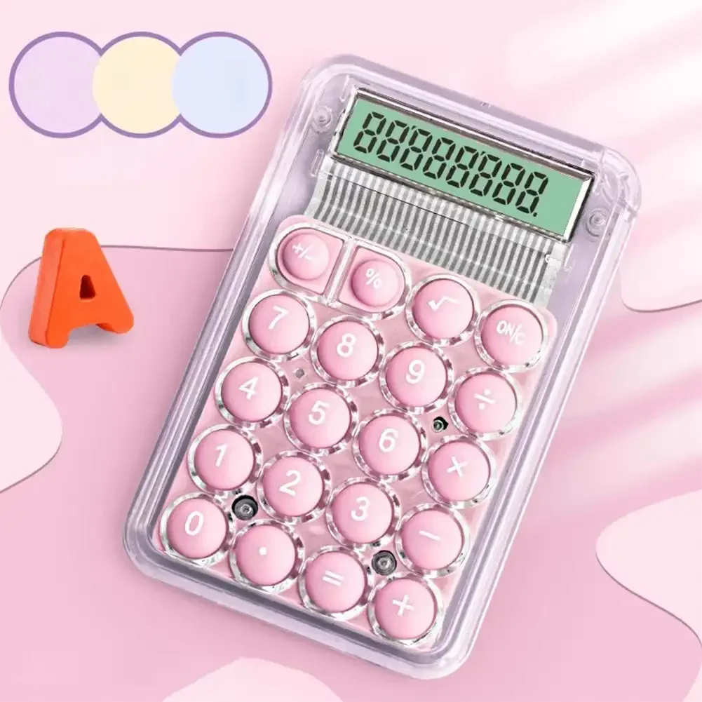 آلة حاسبة صغيرة شفافة بلون الحلوى آلة حاسبة محمولة 8 أرقام LCD الإلكترونية آلة حاسبة للمنزل والمكتب القرطاسية المدرسية #6