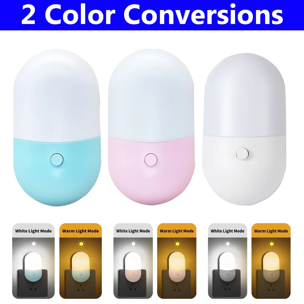 أباجورة ضوء الليل الاتحاد الأوروبي الولايات المتحدة التوصيل LED ضوء الليل التيار المتناوب 220 فولت مصباح غرفة النوم هدية للأطفال لطيف ليلة مصباح للممر WC