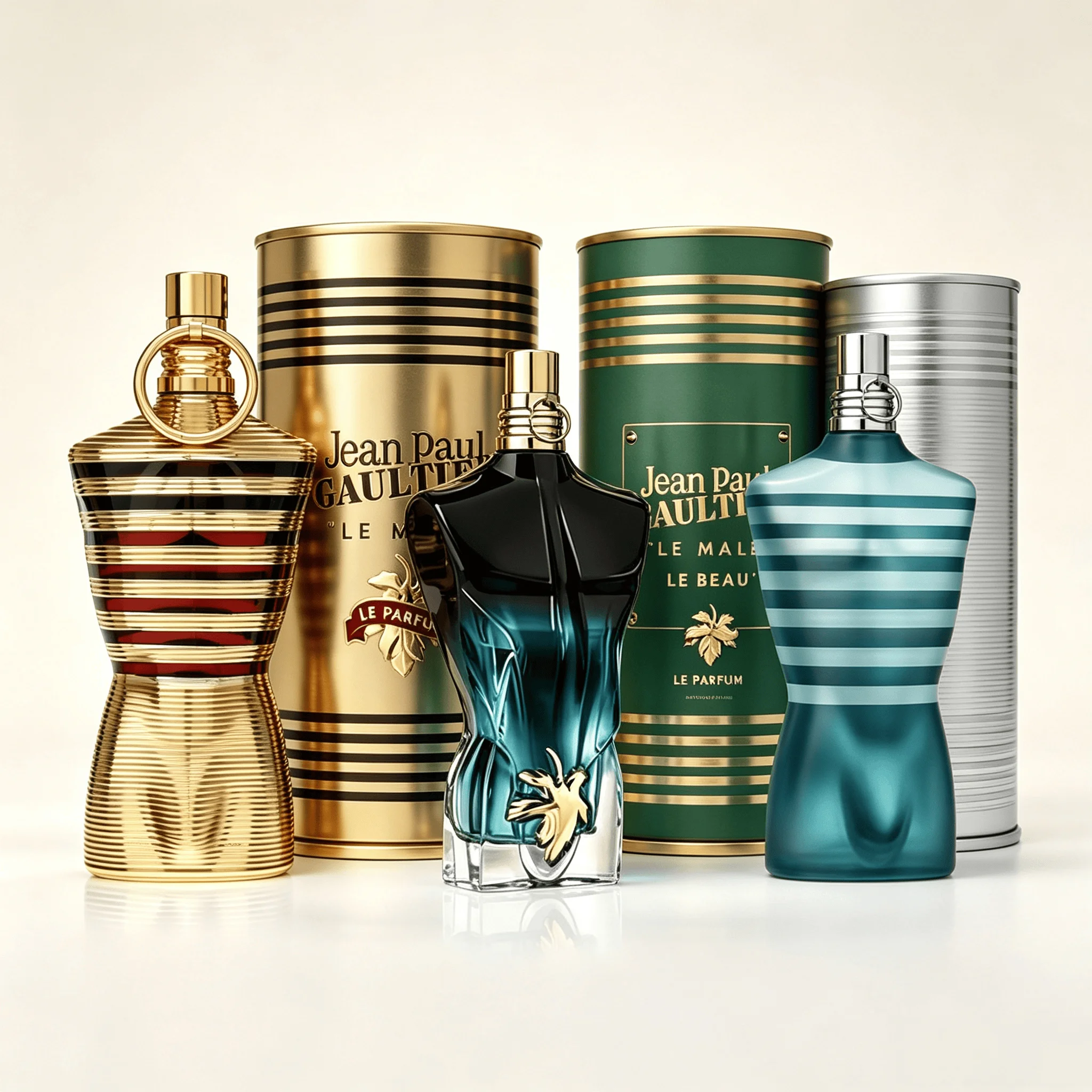 Jean Paul Gaultier 4 Styles Men Perfume Collection Set Le Male Le Parfum Le Beau Le Parfum Original Le Male Eau De Parfum Natural Spray Long Lasting Woody Scent Iconic Torso Shaped Bottle Luxury Metal Cylindrical Gift Can For Men Dating Collector Gift view 5