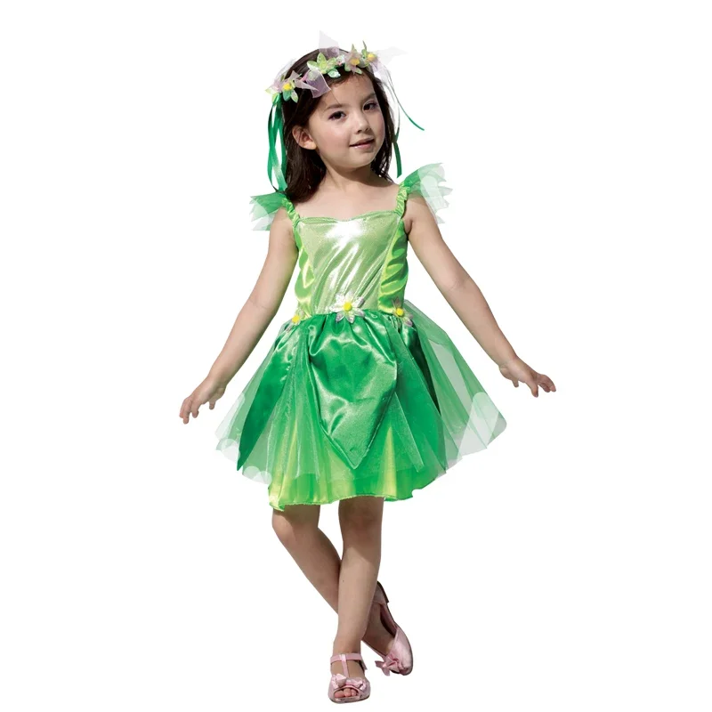 Carnival Party Halloween Costumes Girls Tinkerbell Princess Dress Women Woodland Green Fairy Elf Cosplay for Adult