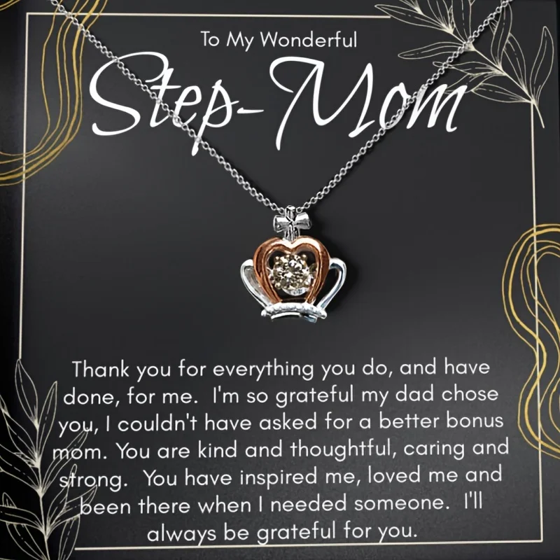 Plated Zircon Necklace For Step-Mom, Step Mom Gift Ideas, With Blessing Card Sunflower Gift Box